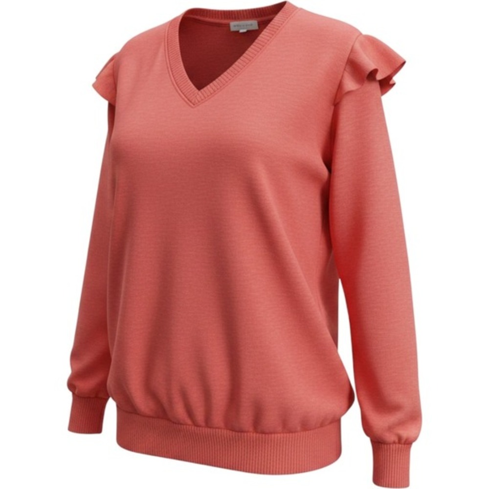 Torrid Red Ruffle Shoulder V-Neck French Terry‎ Pullover Top 00 M/L 10